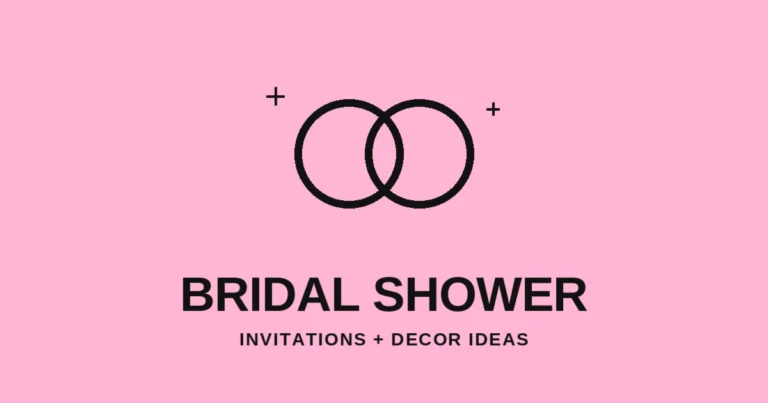 Pink graphic with two overlapping black ring outlines above the bold words "Bridal Shower," representing brat-style bridal shower invitations and decor