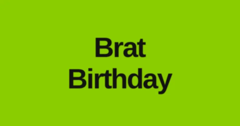 Brat Green birthday party graphic with bold text reading "Brat Birthday," representing brat-style birthday party ideas