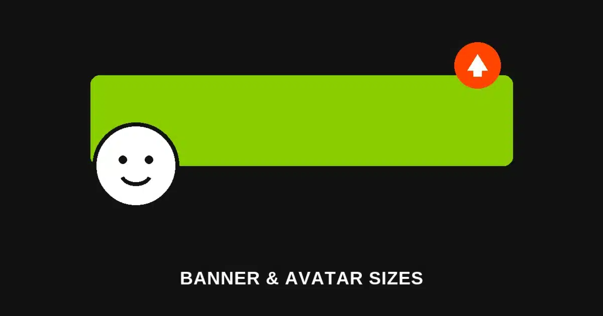 Green rectangular banner graphic with a circular avatar badge overlapping the corner, illustrating brat-style Reddit banner and avatar sizing