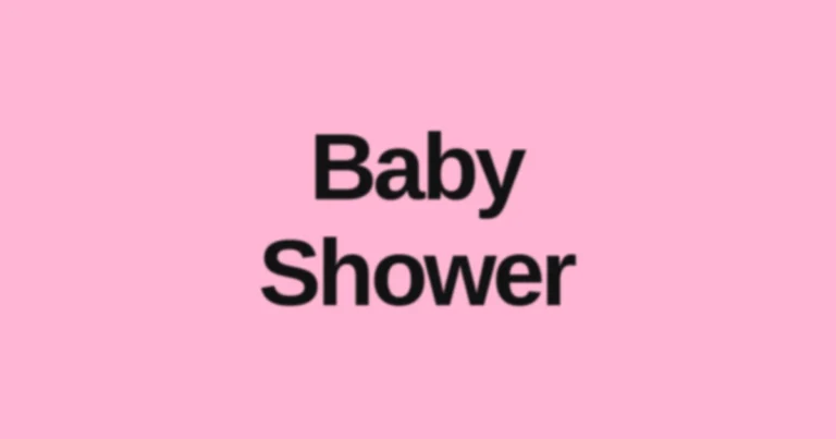 Brat Pink baby shower graphic with bold text reading "Baby Shower," representing brat-style baby shower ideas