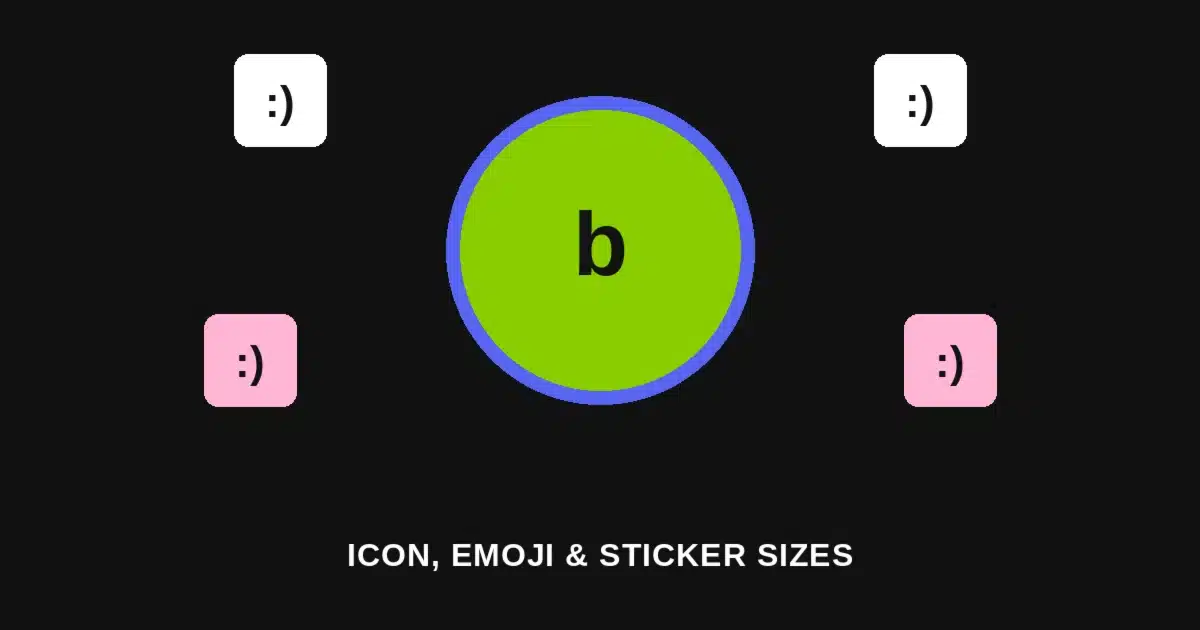 Green circular Discord server icon graphic surrounded by small square emoji and sticker tiles, illustrating brat-style Discord icon and emoji sizing